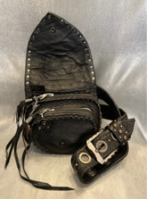 Hand Crafted Genuine Leather Belt Bag with Obsidian